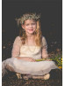 Ivory Pearl Beaded Flower Girl Dress With Horsehair Hem